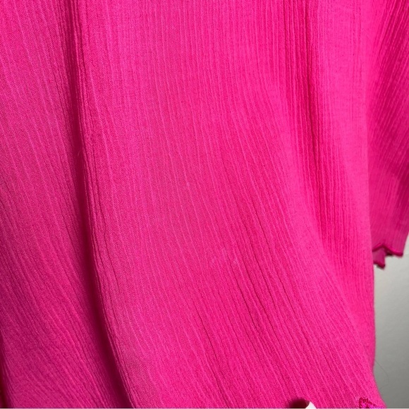 y2k Women Top Medium Hot Pink Asymmetrical Fairy Whymsicsl Ethereal Tie - Picture 2 of 9
